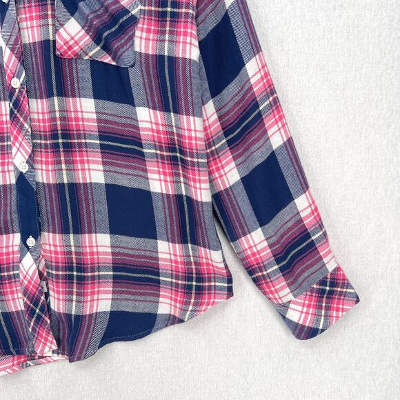 RAILS Hunter Plaid Shirt Womens Small Blue Pink Long Sleeve Button Up Azure Pink - Picture 9 of 16